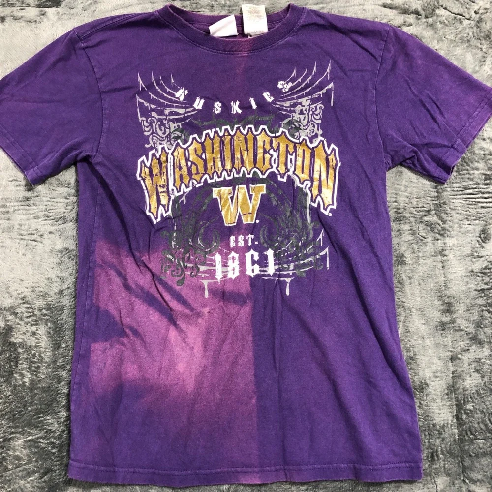 NCAA Outerstuff Washington Huskies‎ Shirt Kids XL Purple Graphic Tee Distressed
